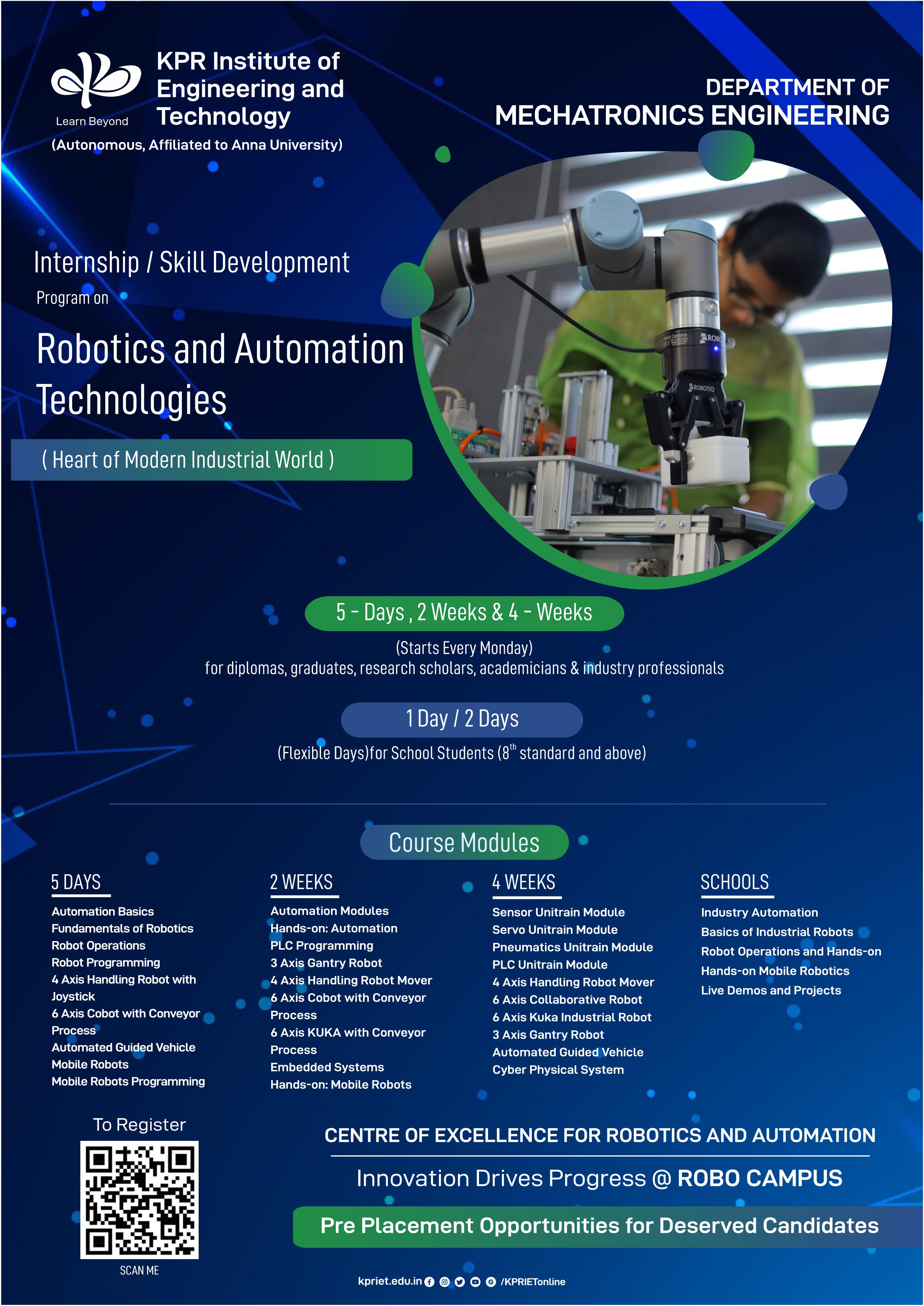Internship / Skill Development Course on Robotics and Automation Technologies 2025